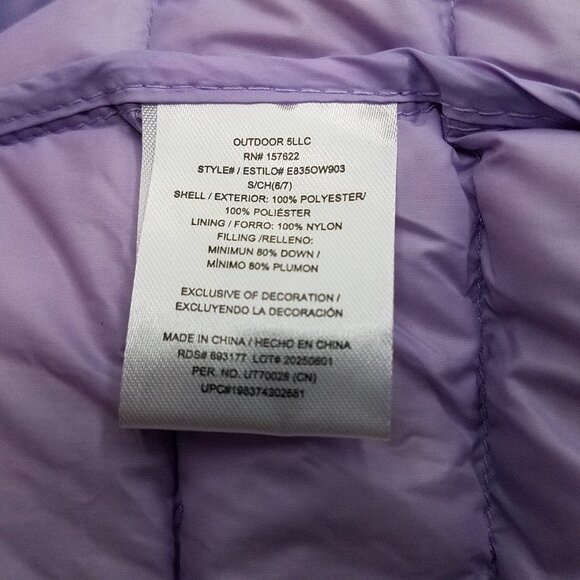 Eddie Bauer Girls 650 Down Packable Puffer Jacket Size Small (6/7) – Blue – New - Picture 12 of 13